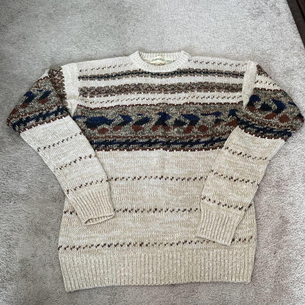 Vintage St. John’s bay knit sweater ramie cotton heavyweight abstract medium